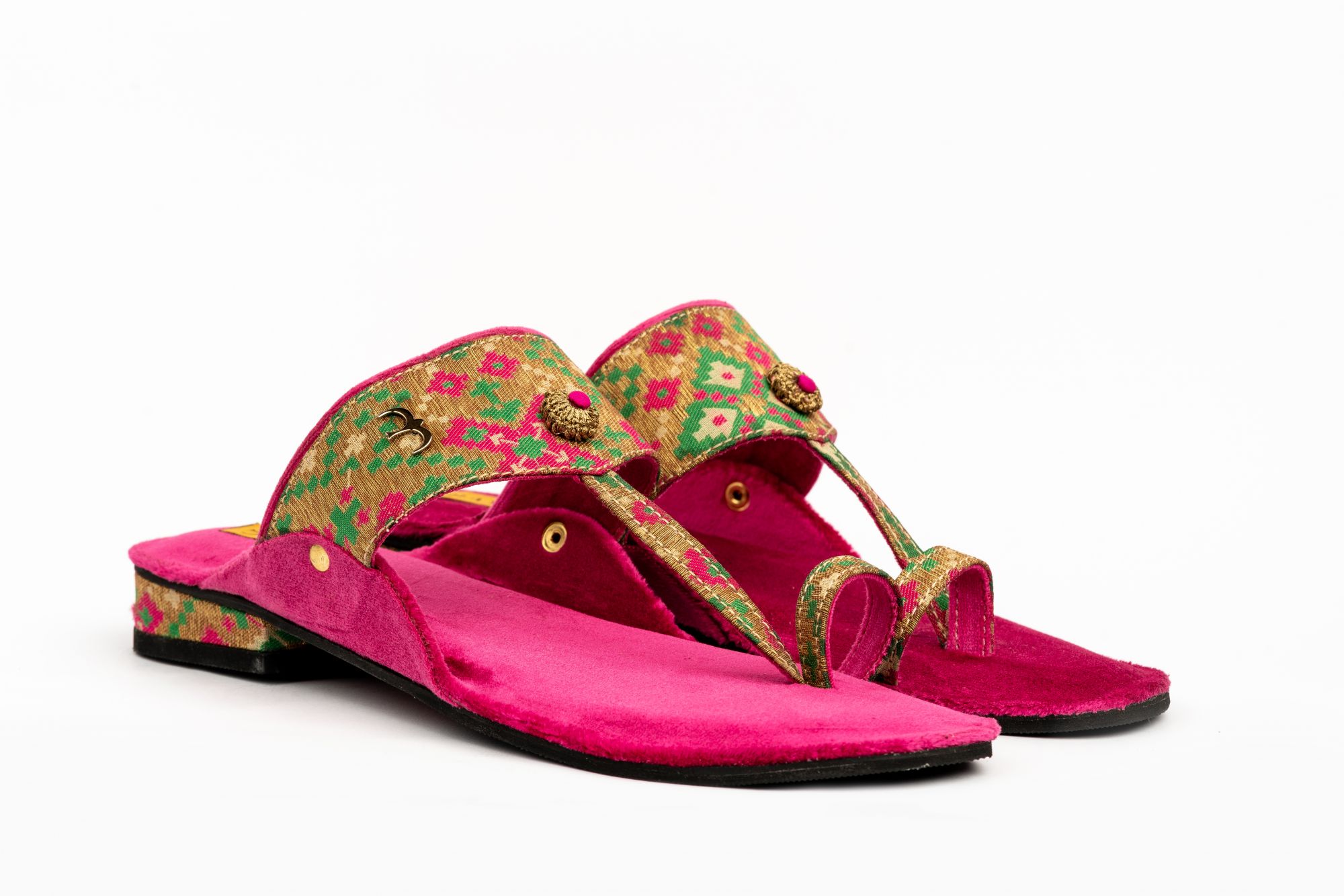 Women Banarasi Pink Slippers